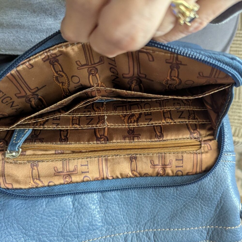 Tignanello textured Leather, Medium Blue, Crossbody Bag - Picture 3 of 5